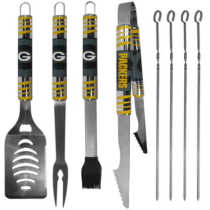 NFL Siskiyou Sports Fan Shop Green Bay Packers Steel Tailgater BBQ Set w/Case 8 piece Gray