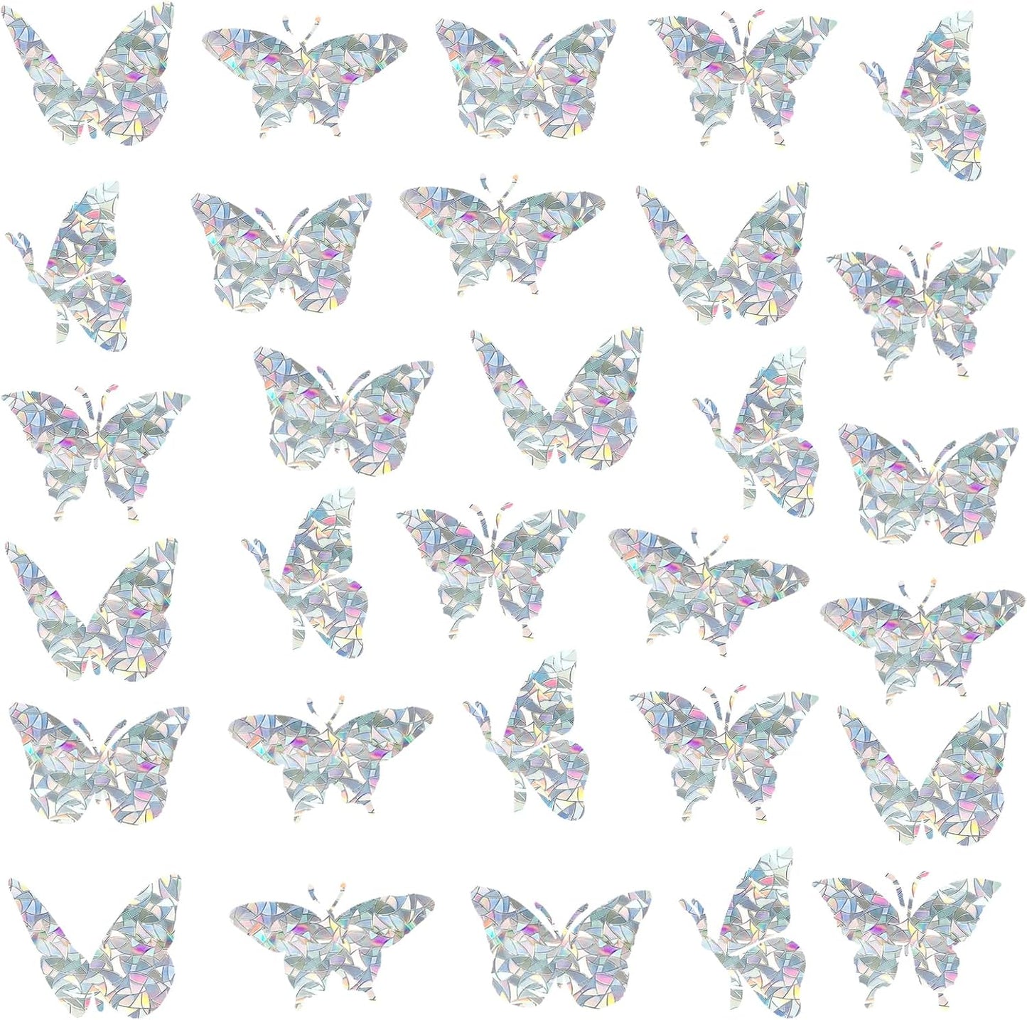 Butterfly Static Window Clings, Anti Collision Decals for Bird Strikes, Glass Alert Stickers, Set of 30