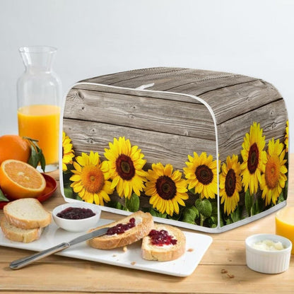 Sunflower Wooden Board Toaster Covers, Lightweight 4 Slice Stain Resistant Cover with Top Hook