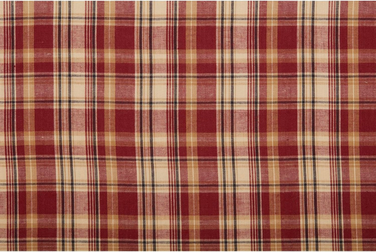 VHC Brands Rustic Thanksgiving Kitchen Curtain, Beckham Plaid Rod Pocket Cotton Valance, 16x60 Inches, Rust Red