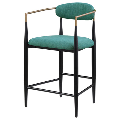 Coaster Home Furnishings - Tina - Fabric Upholstered Counter Height Chairs - Open Back, Padded Seat and Back, Footrest - Dining Room & Kitchen - Set of 2 - Green - 121185