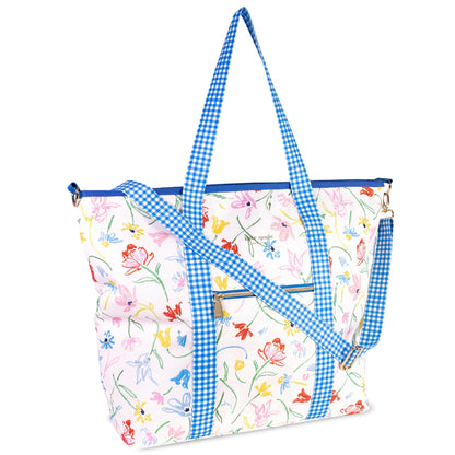 kate spade new york Large Capacity Insulated Cooler Tote Bag, Soft Sided Portable Beach Cooler with Shoulder Strap (Joyful Garden)