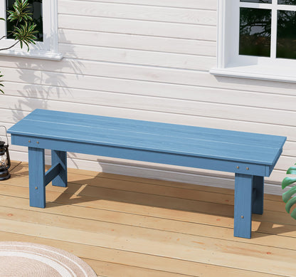 SERWALL 2-Person Outdoor Bench Backless, HDPE Outdoor Benches Weatherproof, 660 Lbs Weight Capacity, Poly Lumber Patio Furniture for Garden, Porch and Park, Navy, 2 Pack