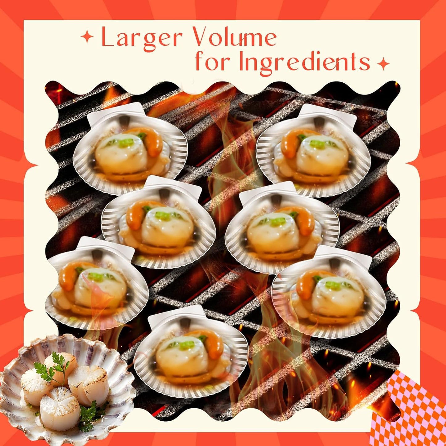 24 3.2 Inch Baderke Pcs Grillable Shells Stainless Steel Reusable All Purpose Grillable Large Scallop Shells Grilling