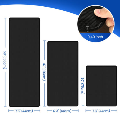 KitchenClouds Kitchen Mats for Floor,3PCS Kitchen Rugs,Non Slip Anti Fatigue Mats for Floor,Waterproof Kitchen Sink Mat,Cushioned Standing and Comfort Mats for Office,Black