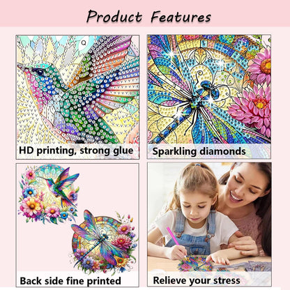 Muzagroo Art 5D Hummingbird Diamond Art Kits for Adults, Hanging Ornament Kits for Windows, DIY Special Shaped Diamond Art Suncathcer, Crystal Window Hanging Pendant Ornament 2PCS (Hummingbird)