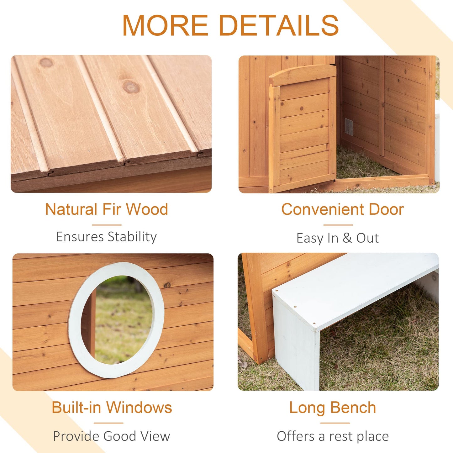 Outsunny Wooden Playhouse for Kids Outdoor with Working Door, Windows, Mailbox, Bench, Flowers Pot Holder, 48" x 42.5" x 53", Yellow
