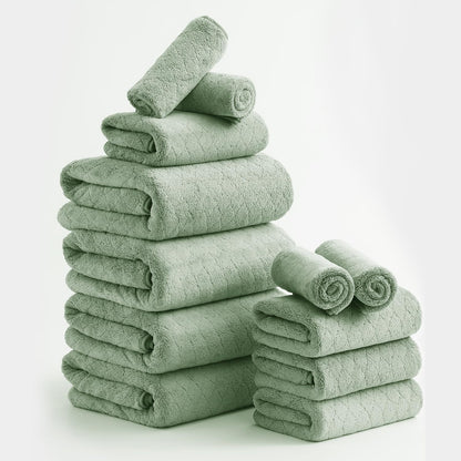 Set 12 (4 Towels,4 Towels,4 100% Pack Luxury Bath Towels - Piece Large Bath Hand Washcloths), Microfiber,Extra