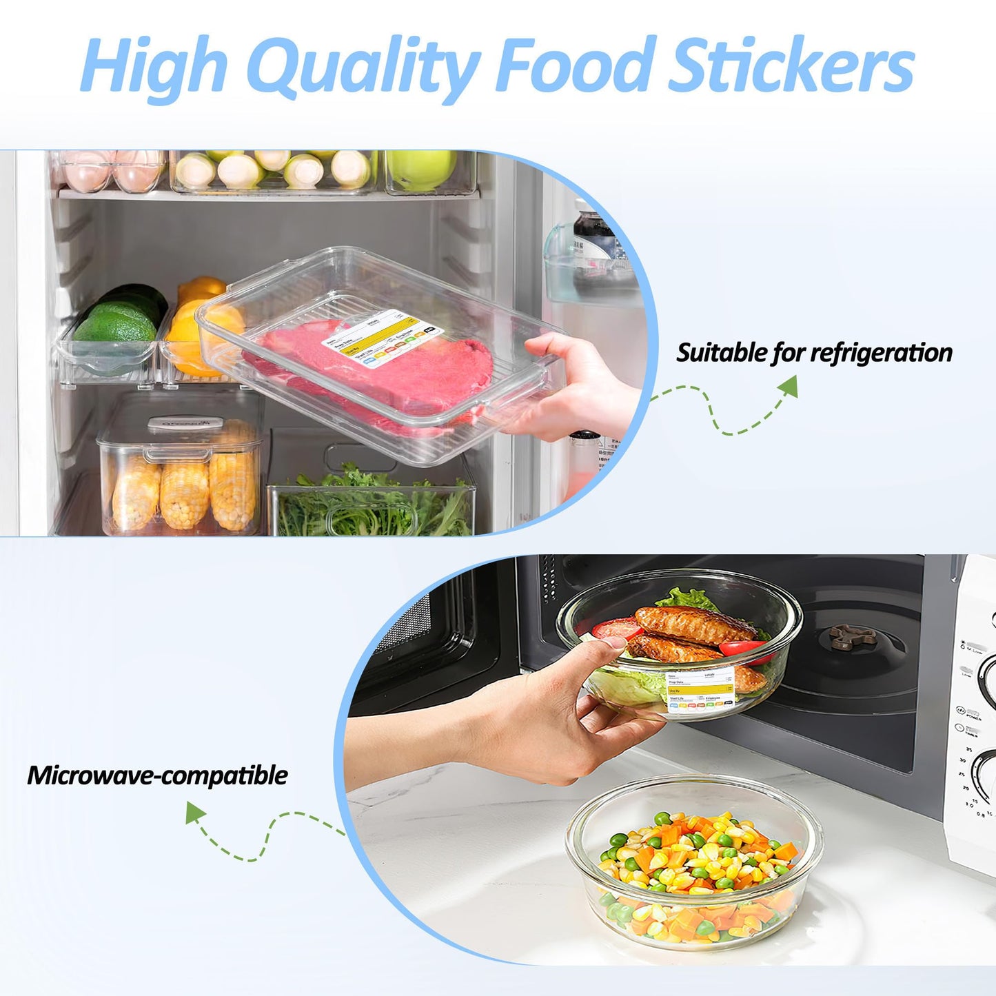 Restaurant Quality Shelf Life Food Rotation Labels Vinyl, 2” x 3” Self-Adhesive Removable Freezer Food Labels, Perfect for Reusable Containers, Easy to Remove, Food Safety Date Sticker (3 PCS)