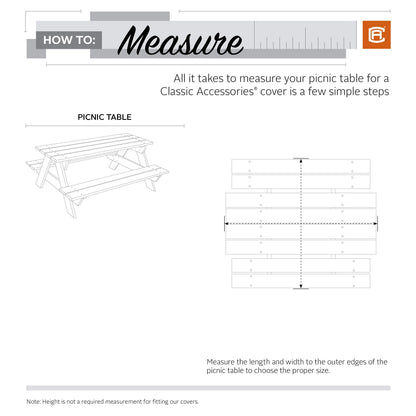 Classic Accessories Veranda Water-Resistant 70 Inch Picnic Table Cover, Outdoor Table Cover