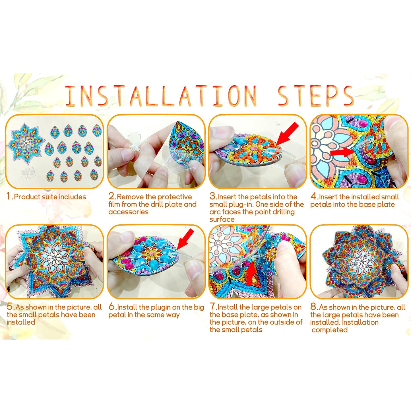 5D DIY Diamond Art Painting PVC Flower Candle Holders Tealight/Tea Light/Votive Candle Holder, for Table Centerpiece Home Décor Party Wedding Dinning-Flower04