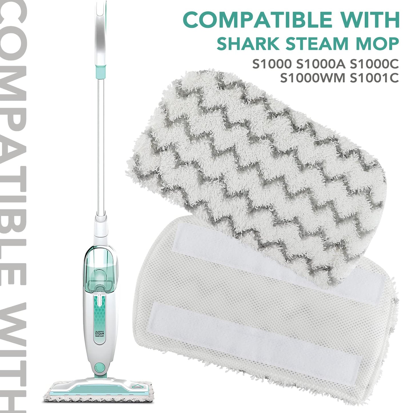 Sgizoku S1000 S2001 Steam Mop Replacement Pads for Shark Steam Mop S1000 S1000A S1000C S1000WM S10001C S1200 & S2001 SteamSpot Steam Mop - Dirt Grip, Washable & Reusable for All Floor Clean - 5Pack