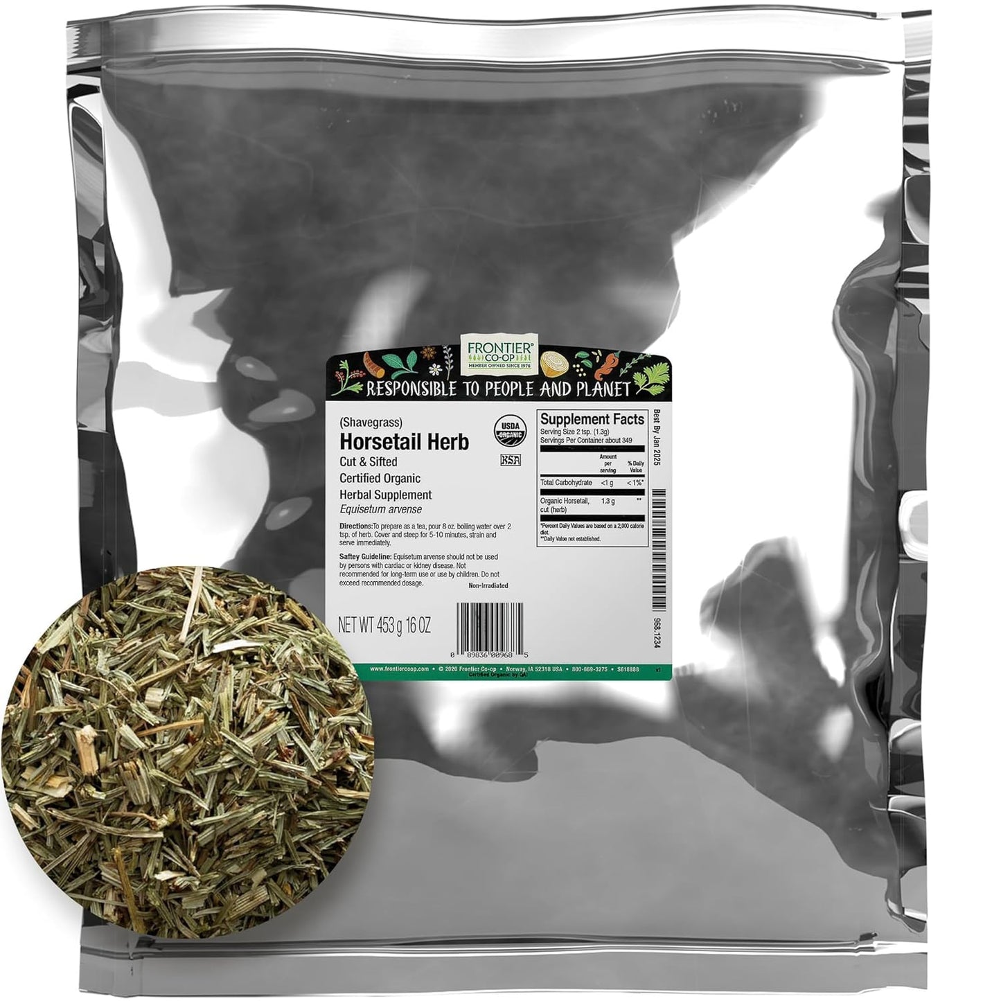 Horsetail 1lb Frontier Co-op Organic Cut & Sifted Herb