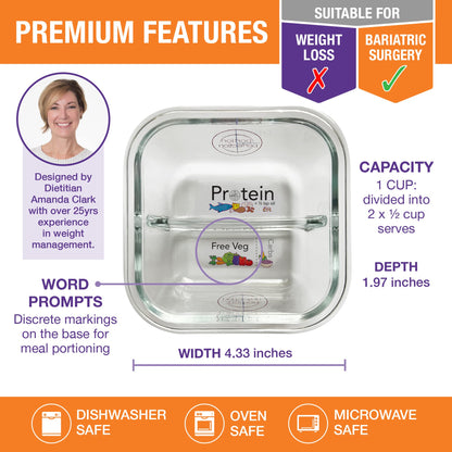 Portion Perfection Bariatric Must Haves / 3 Pk Bariatric Meal Prep Containers Reusable Glass Portion Control Container | Gastric Sleeve Must Haves | Bari Preppers
