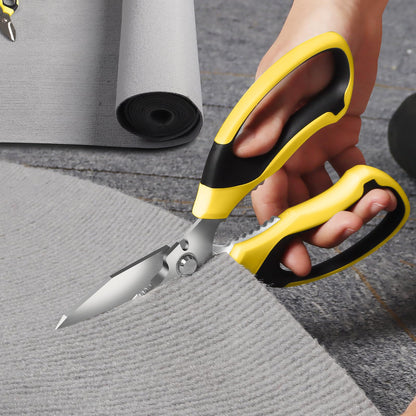 BoFuYuan Utility Scissors Heavy Duty: 8-Inch sharp Scissors All Purpose heavy duty, Serrated Blades Cut Carpet, Cardboard, Wire, Leather, Fabric, Multipurpose Shears for Kitchen, Garden, Office, Craft