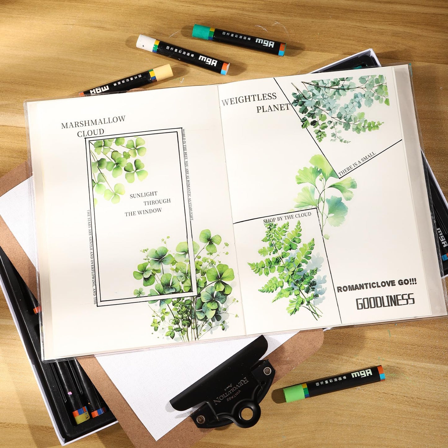 AuriicLeaf Botanical Leaf PET Stickers Set, 120PCS Transparent Plant Ephemera for Scrapbooking, Journaling, DIY Crafts, and Planner