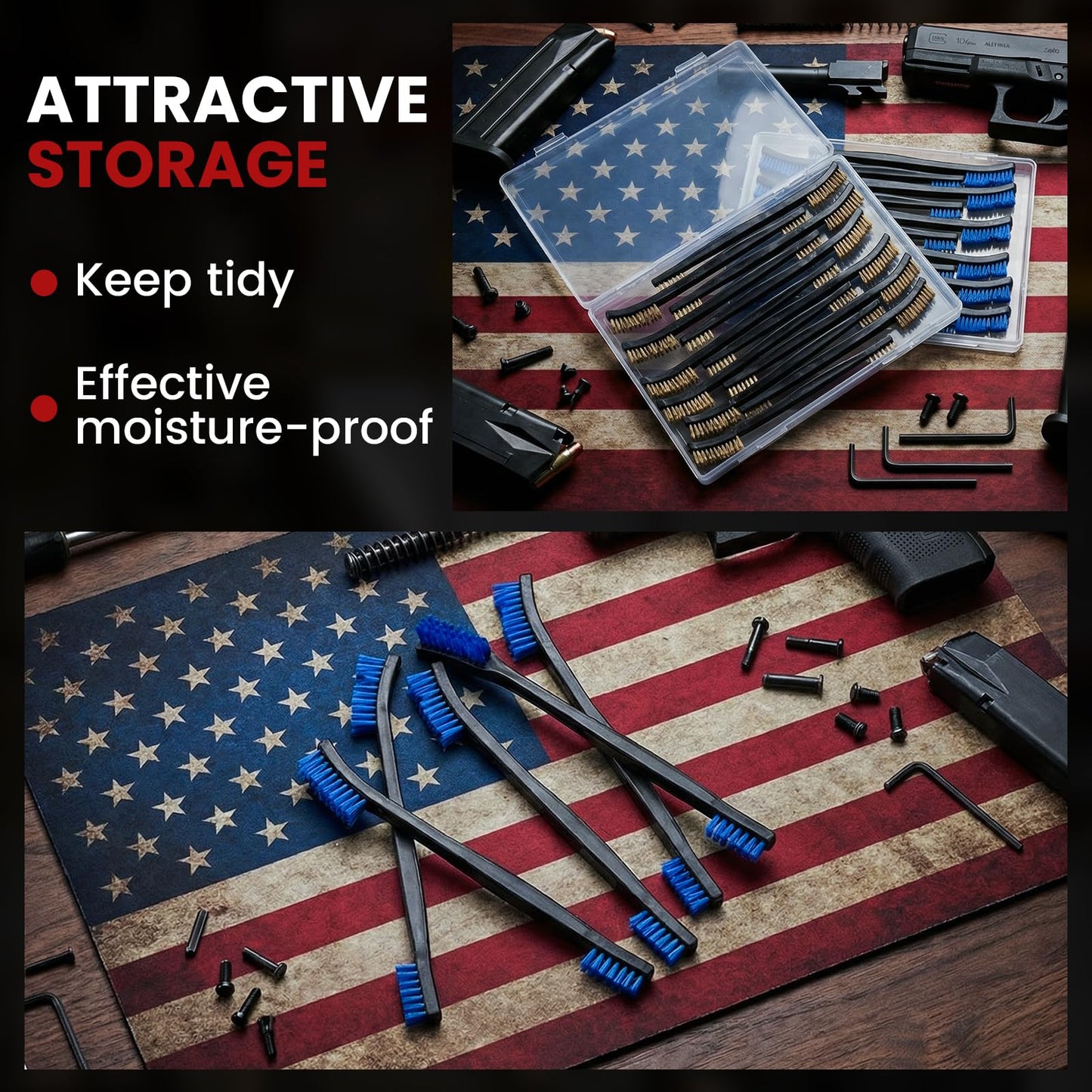 12 Pack Double-Ended Gun Cleaning Brushes Set, Brass Brush Gun Cleaning -Nylon Handle - All Purpose Cleaning Supplies Kit