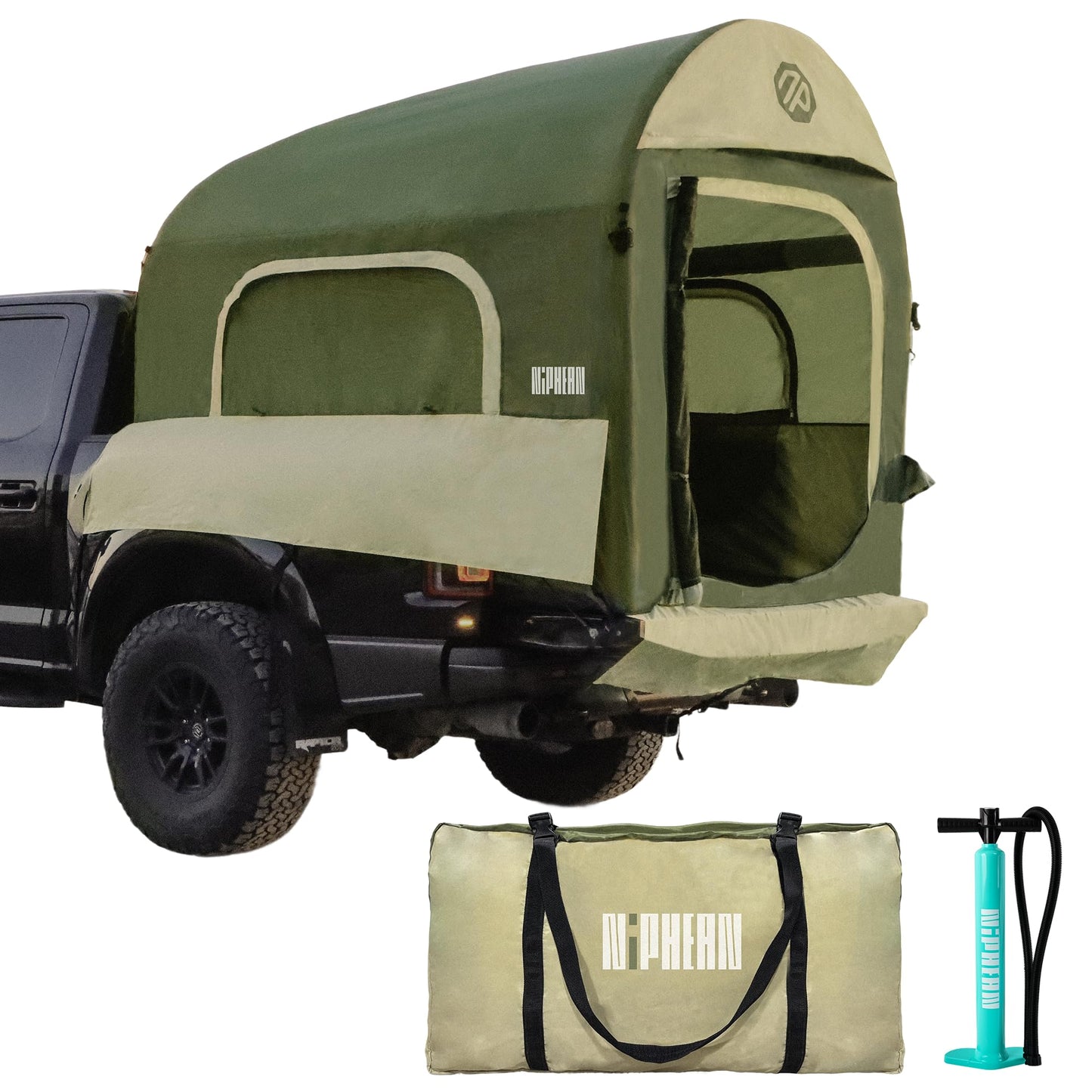 Niphean Truck Bed Tent for Camping 5.5ft-8ft for 2+1 People, 2 Mins Fast Setup Inflatable Pickup Truck Tent, PU 3000mm Waterproof & High-Strength Windproof, Spacious Interior for Multi-Landscape