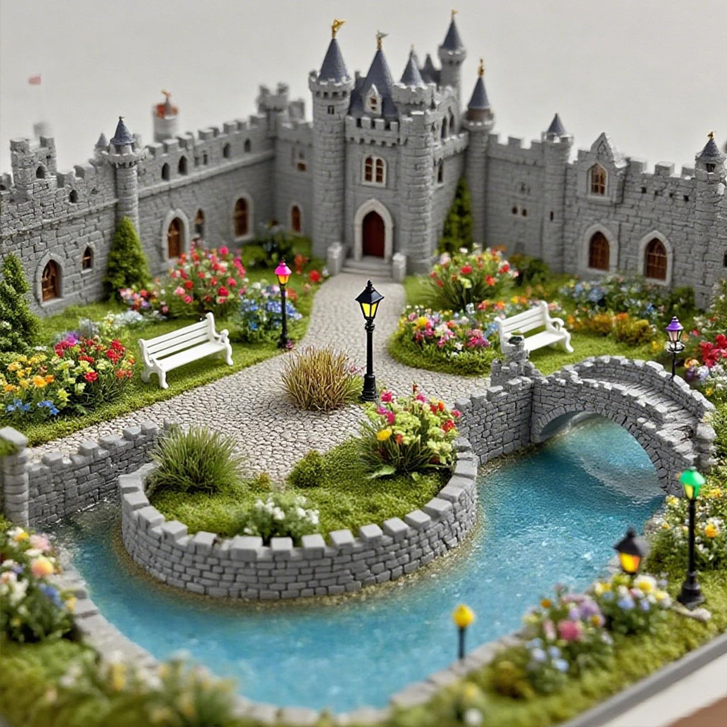 gdeplok 140 Pcs Static Grass Tufts & Miniature Flower Clusters - Artificial Grass Terrain Scenery Kit for Model Train Railway, Military Sand Table, DIY Diorama Landscape