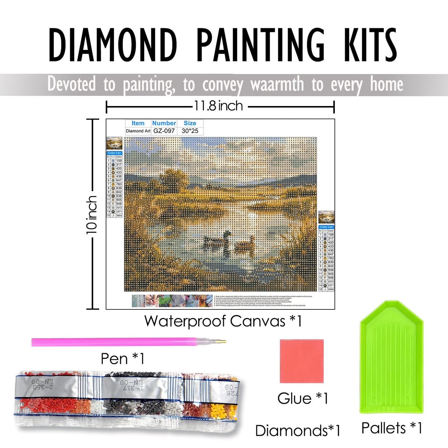 FUHYGU Rustic Mallard Duck Diamond Art Kits for Adults Beginners, Gifts for Duck Lovers, Countryside Lake Wildlife Waterfowl DIY Gem Diamond Painting Art Kits for Farmhouse Wall Decor, 11.8x9.8 Inch