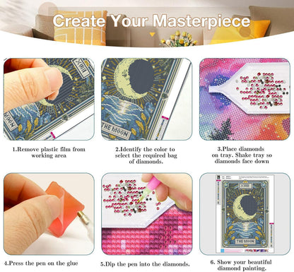 Axquilon 3 Pack Diamond Art Kits for Adults, Tarot Diamond Painting Kits for Adults Beginner, DIY 5D Full Drill Gem Art for Home Wall Decor 12x16 inch