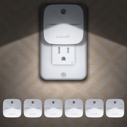 LED Night Lights Plug into Wall with Dusk-to-Dawn Sensor, Automatically Turn on and Off,Night Light for Kids,Bedroom,Bathroom,Stairs, White, 6 Packs