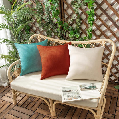 Woaboy Set of 2 Burnt Orange Outdoor Waterproof Throw Pillow Covers, Decorative Farmhouse Cushion Cases, 18x18 Inch