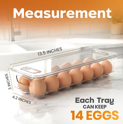 Utopia Home Egg Container With Lid and Handle for Refrigerator - Pack of 1 - Clear Stackable Egg Holder for Kitchen Storage and organization