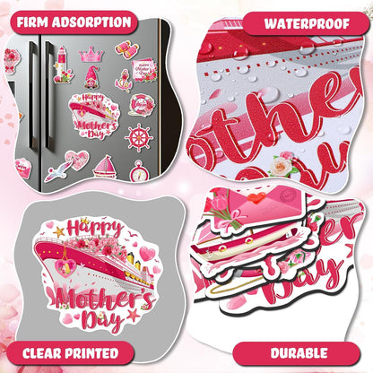 Capoda 16 Pieces Mother's Day Cruise Door Magnets, Bulk Fridge Magnetic Decals for Happy Mother's Day Decorations