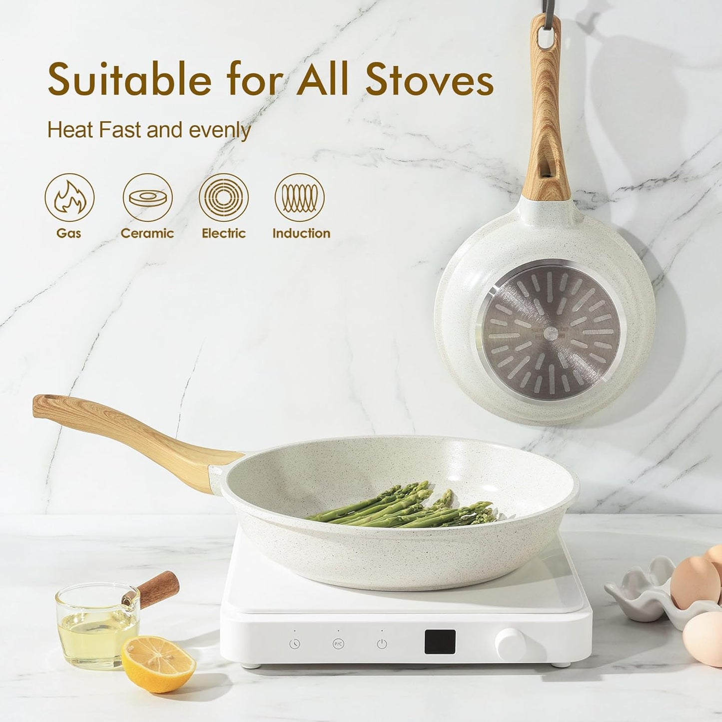 11 Inch SENSARTE Nonstick Ceramic Frying Pan Skillet, Omelet Pan, Healthy Non Toxic Induction Compatible Egg Pan