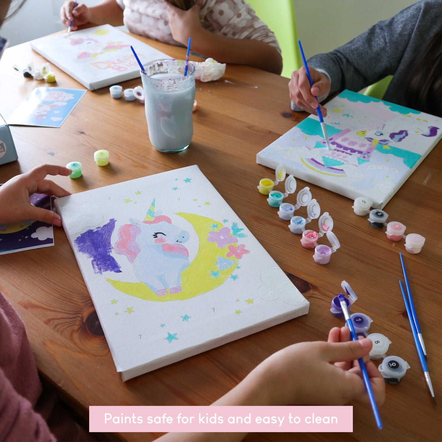 BONNYCO Paint by Numbers Kit for Kids Unicorns Pack 3 Canvas. Paint by Number, Canvas Framed Pre Drawn. Unicorn Gifts for Girls, Arts and Kids Crafts 4-6 8-12. Pintar por Numeros, Unicorn Craft