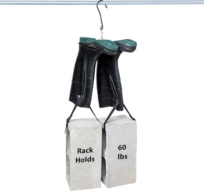 Rack'Em Wader Boot Hanger for Fishing Waders, Heavy Duty, Black, 1 Pair Hanging Hook