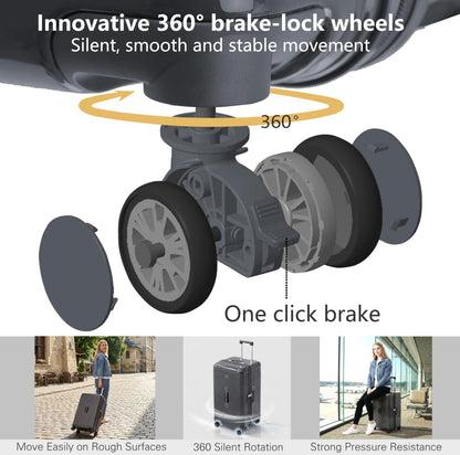LIGHTGO 2 Piece Set Ultra-Lightweight PC+ABS Suitcase with TSA Lock & Quiet 360°Wheels, 20/26/30 Inch Expandable Luggage, Smart Organizer with Magical Divider & Waterproof Zone(Carbon Grey)