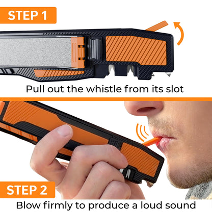 Orange Ninja Pocket Field Knife Sharpener – 8-in-1 Camping & Hunting EDC Knife Sharpener with Guided Diamond Whetstones, Leather Strop, Fire Starter & Diamond Rod