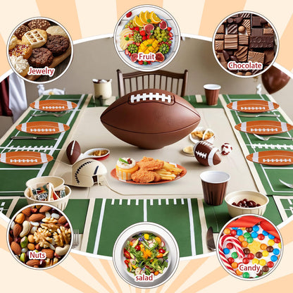 Teenyyou 6 Pcs Football Serving Tray Melamine Football Plates Reusable Party Serving Dishes for Snacks Cookies Dessert Dishwasher Safe