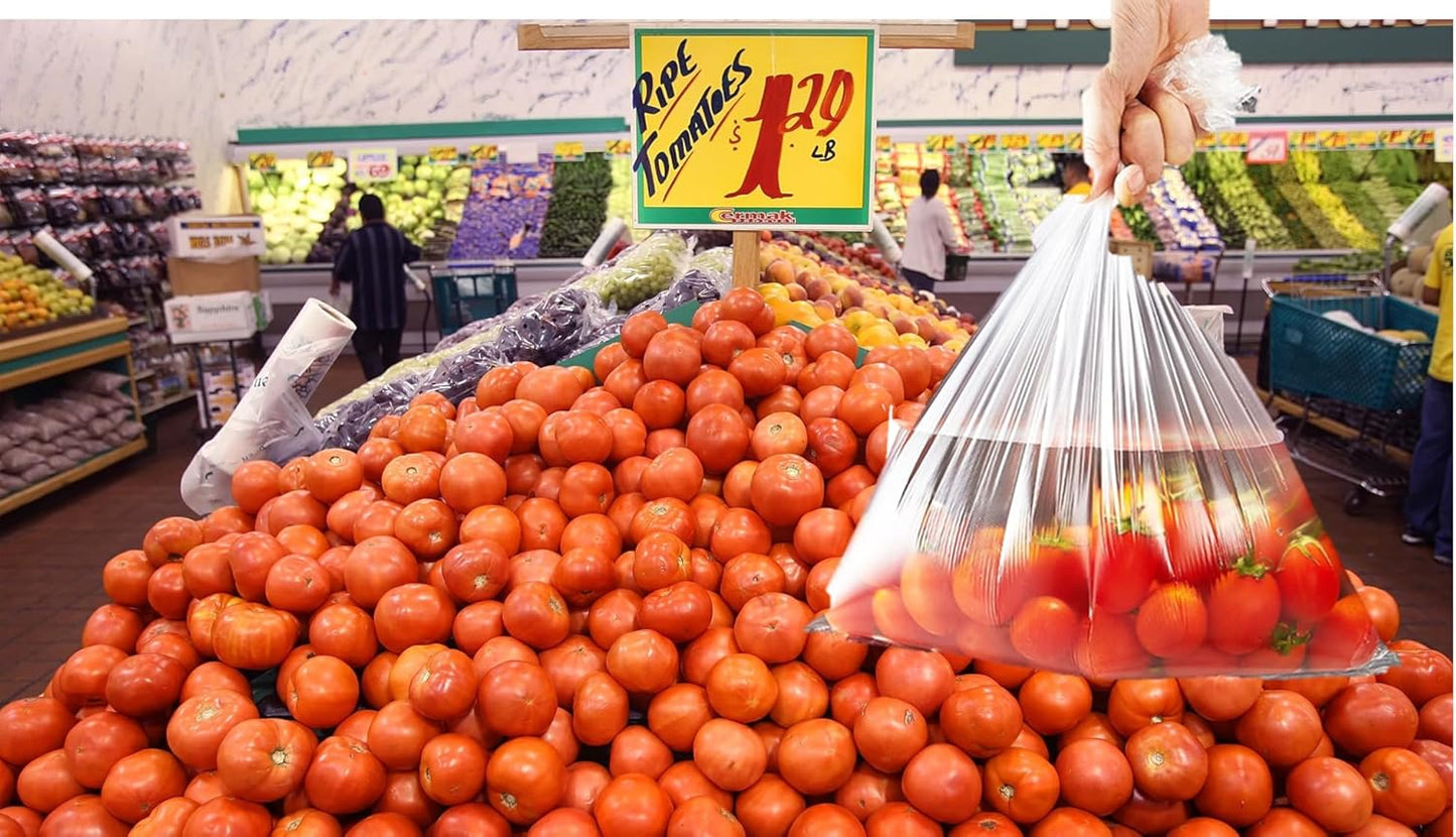 12"x20" 1.75" Pack 1440 [4 Mr Miracle Plastic Produce Bags for Food Storage - Clear Grocery Bag for Fruits, Vegetables