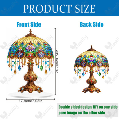 Yunzlly Stand Up Diamond Art Painting Kit, Desktop Gem Painting Ornament Kit for Adults, Tabletop Acrylic Diamond Board Painting (Lamp)