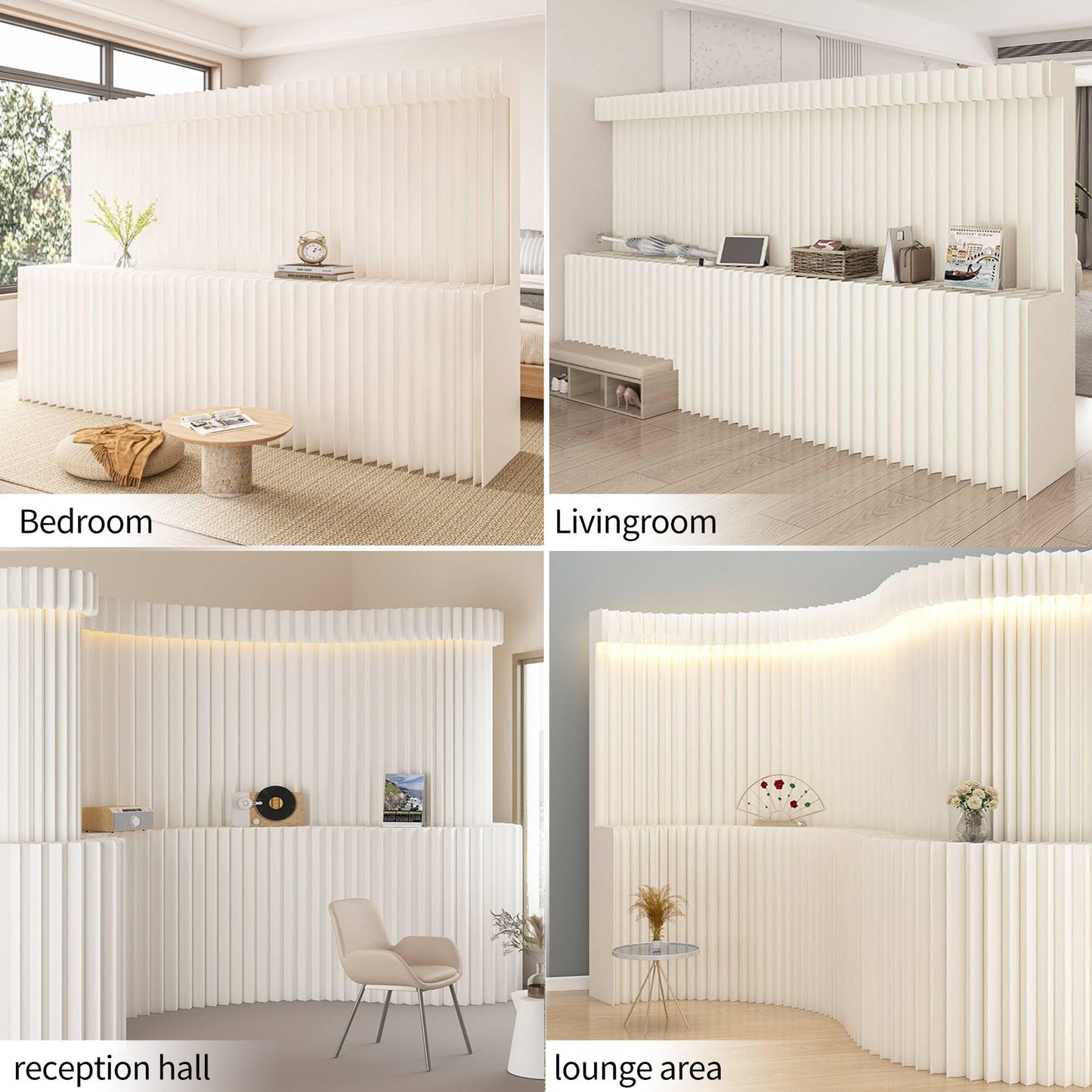 Folding Paper Room Divider, Extra Tall Portable Privacy Screen for Bedroom, Freestanding Lightweight Partition Wall, Adjustable Removable Panels for Home Office Dorm Studio