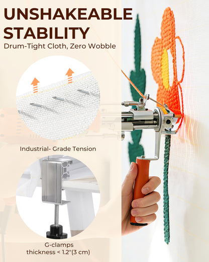 Cozytuft Aluminum Tabletop Tufting Frame (35.5") with Anti-Puncture Strip, Adjustable Rug Tufting Frame, Space-Saving Design for Punch Needle & Rug Making, Easy Clamp Setup