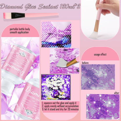 NLXCXUCY 244Pcs Diamond Art Accessories Kit All-Inclusive Diamond Painting Tool Set with A3 Diamond Painting Light Pad,Diamond Art Sealer Glue, Diamond Correction Pens, Storage Box for DIY Craft