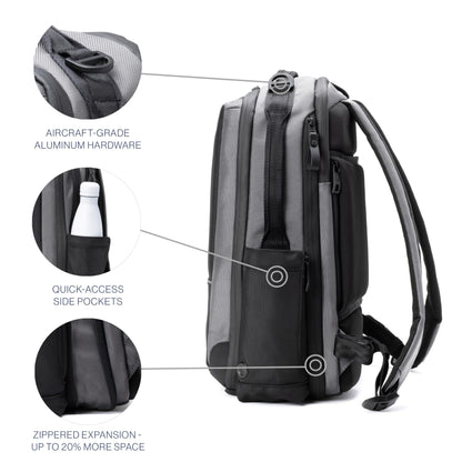 Travelpro Altitude Slim Expandable Travel Laptop Backpack 20-24L, 16 Inch Laptop, Water Resistant, Work, Business, Men and Women, Falcon Grey