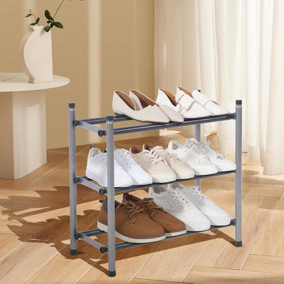 12 Closet, 3 STORAGE MANIAC Expandable Shoe Rack, Pairs Stackable Small Shoe Rack, Metal Adjustable Shoes Organizer