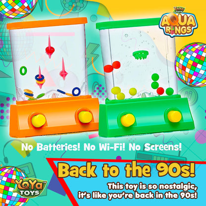 YoYa Toys Aqua Rings Handheld Water Game - Set of 2 - Water Ring Toss and Basketball Hoop Toy - Gift for Ages 3 4 5 6 7 8 9 - Nostalgic 80's 90's Retro Mini Games - Fun Car Road Trip Travel Activities