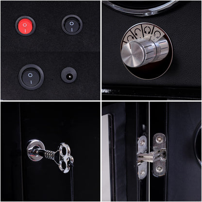 DUKWIN Watch Winder for 4 Automatic Watches,Lockable Watch Winders with Watch and Jewelry Storages, Super Quiet Mabuchi Motor with High-Gloss Piano Lacquer Finish,Built-in Illumination-Green
