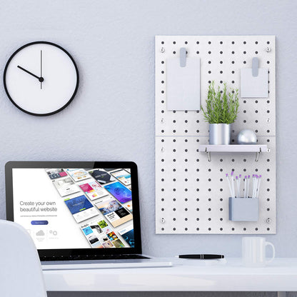Hotop Pegboard Shelf Hooks Metal Pegboard Shelf Brackets Kit 1/8, 3/16 Peg Board Organizer Accessories Shelves and Baskets Brackets Storage Rack for Art Craft Room, Kitchen, Office(8 Pieces,6 Inch)