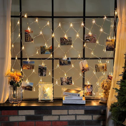 Hiboom Christmas Fairy Lights - LED Photo Clips String Lights | 8 Modes, Battery Operated, Warm White (3.3 x 3.3 ft)