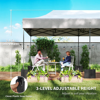 Outsunny 10 x 20 ft Pop Up Canopy Tent, Heavy Duty UPF50+ Outdoor Portable Instant Canopy Shelter with Wheeled Carry Bag, Sandbags, Adjustable Height for Parties, Events, Camping, White