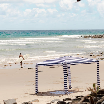 CoolCabana Beach Shade Tent - Easy Setup, UPF 50+ Protection, Large & Medium Sizes, Compact & Wind Resistant - Beach Cabana for The Whole Family - Navy Stripes, Large