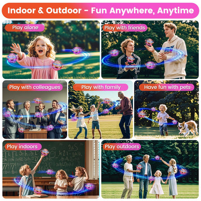 NWLAEWR Flying Orb Ball Toy, 2026 Upgrade Hand Controlled Hover Ball with LED Lights, 360° Rotating Boomerang Globe, Cool Mini Drone, Ideal Birthday&Christmas Gift for Boys Girls-Red & Purple