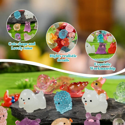 Teenzee 210Pcs Mini Resin Animals Variety Tiny Animals Figures Miniature Little Small Figurines Bulk for Micro Fairy Garden Landscape Accessories Hide Decor Aquarium